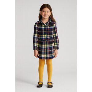 Ralph Lauren Girls 8 Shirt Dress Flannel Plaid Collared Drawstring Soft Preppy